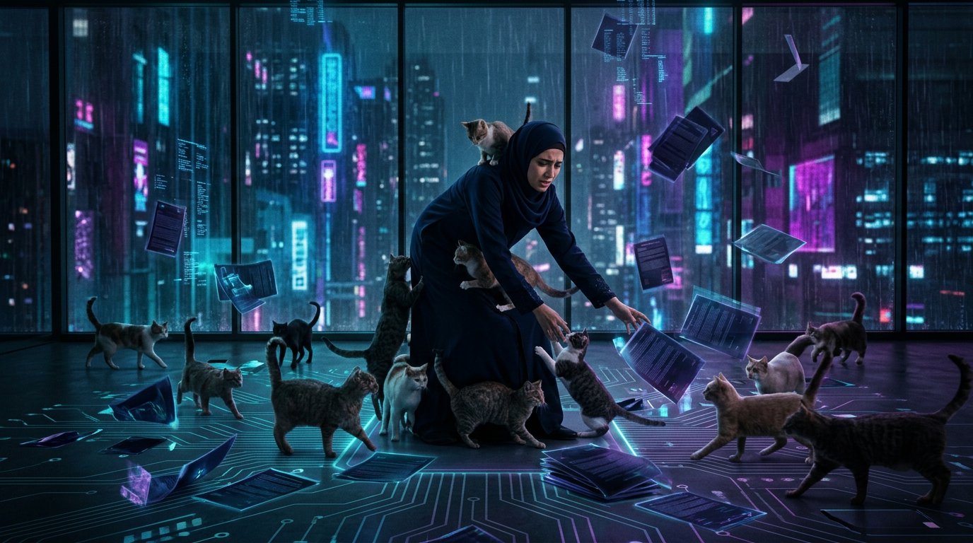 Deal desk professional surrounded by chaos trying to herd cats representing uncontrolled exceptions